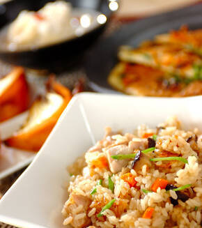 干しシイタケの炊き込みご飯の献立