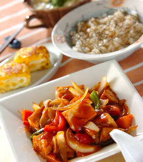 厚揚げの酢豚風の献立