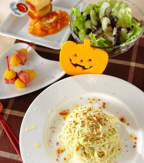 アボカドとチーズのパスタの献立