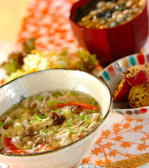 湯葉の京風あんかけうどんの献立