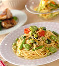 「お豆たっぷりパスタ」の献立