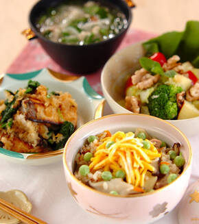 春の炊き込みご飯の献立