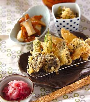 アジの梅おろしのせ天ぷらの献立