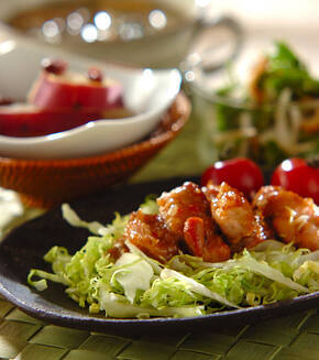 焼き鶏のピリ辛ゴマ酢ダレの献立