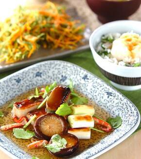 焼き生麩のカニあんかけの献立