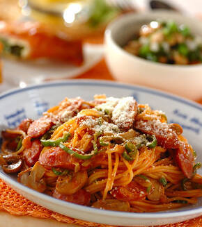 たっぷりケチャップのナポリタンの献立