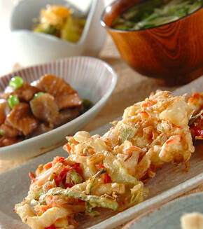 イカとキャベツのかき揚げの献立