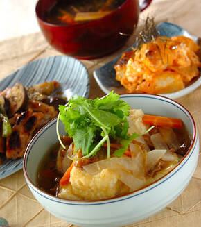 ナメコあんかけ揚げ出し豆腐の献立