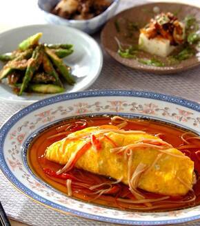 ゴーヤのオムレツ中華あんの献立