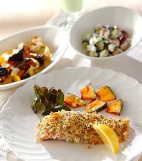 サーモンのパン粉焼きの献立