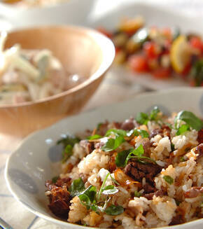 牛肉とクレソンのチャーハンの献立