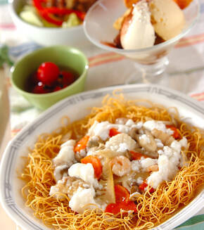 ふわふわあんかけ揚げそばの献立