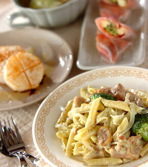 バジルクリームペンネの献立