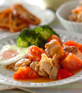 鶏とトマトの黒コショウ炒めの献立