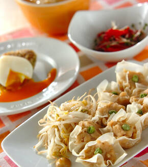 白身魚のシューマイの献立