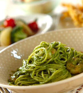 ホウレン草のクリームパスタの献立