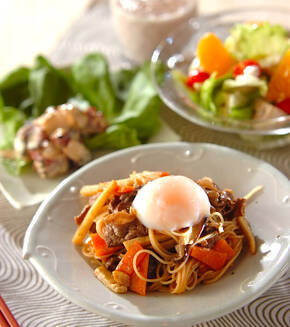 簡単牛肉ビーフンの献立