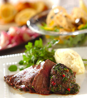 レンジで簡単ローストビーフの献立