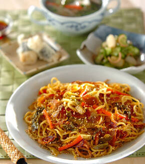 高菜焼きそばの献立