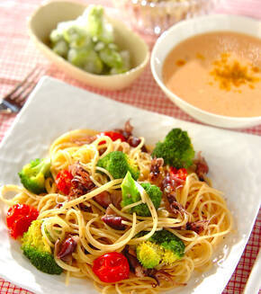 ホタルイカ入りペペロンチーノの献立