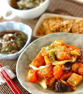 和風酢豚の献立