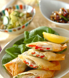 キスとチーズの春巻きの献立