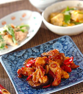 鶏と野菜の黒酢煮の献立