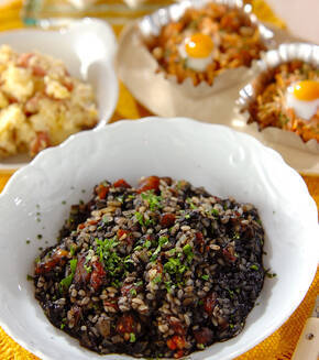 イカスミリゾットの献立