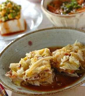 レンジでキャベツと豚肉のバター蒸しの献立