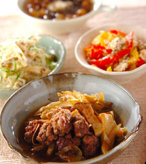 ひとくち牛肉ボールのすき焼き風の献立