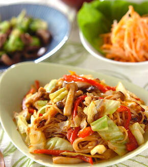 キャベツとツナの簡単ビーフンの献立