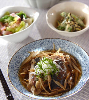 アジとゴボウの香味煮の献立