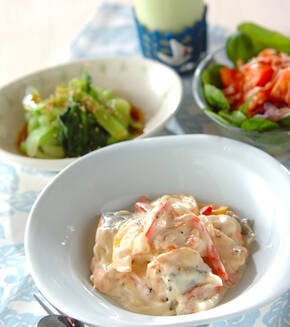 鮭のクリームチーズ煮の献立