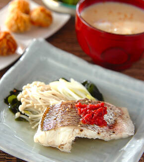 白身魚の梅肉蒸しの献立