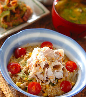 ゆで豚のゴマ酢うどんの献立