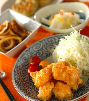 タラのチリマヨフライの献立