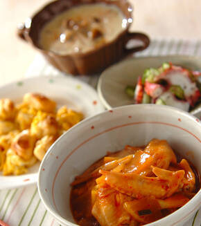 大根と手羽のキムチ煮の献立