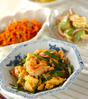 しっかり味でご飯がすすむ！ぷりぷりエビのニラ玉の献立