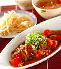「カルビ肉のトマト甘酢炒め」の献立