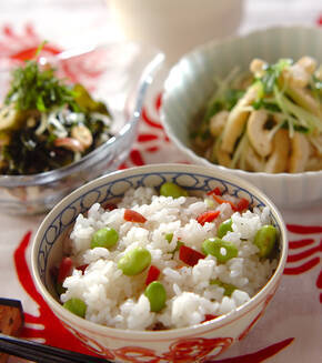 枝豆と梅のご飯の献立