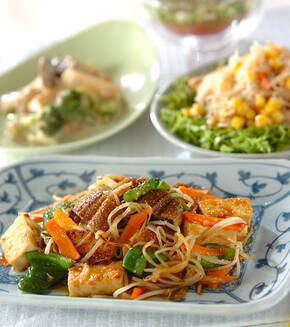 ウナギと豆腐の炒め物の献立