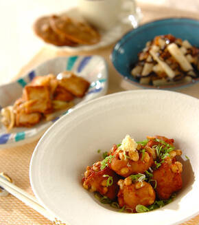 ふわふわ大豆入り揚げつくねの献立