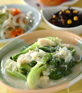 チンゲンサイとホタテの豆乳クリーム煮の献立