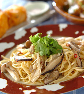 キノコとアンチョビのパスタの献立