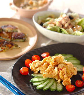 鶏むね肉の香り天ぷらの献立