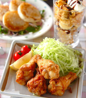 手羽元のニンニク風味揚げの献立