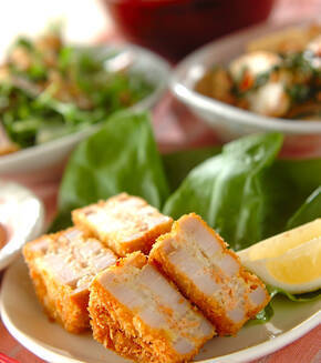 レンコンの鮭はさみフライの献立