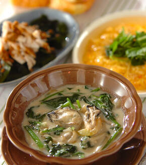 カキとホウレン草のクリーム煮の献立