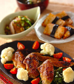 手羽先の和風カレーソテーの献立