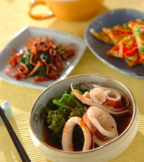 イカと菜の花の煮物の献立